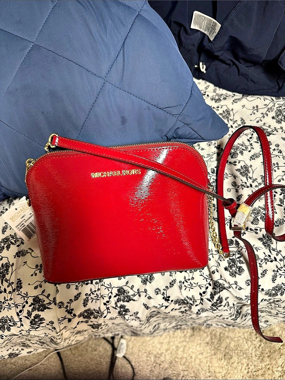 Michael Kors Jet Set Travel Camera Bag Red Leather Crossbody NWT